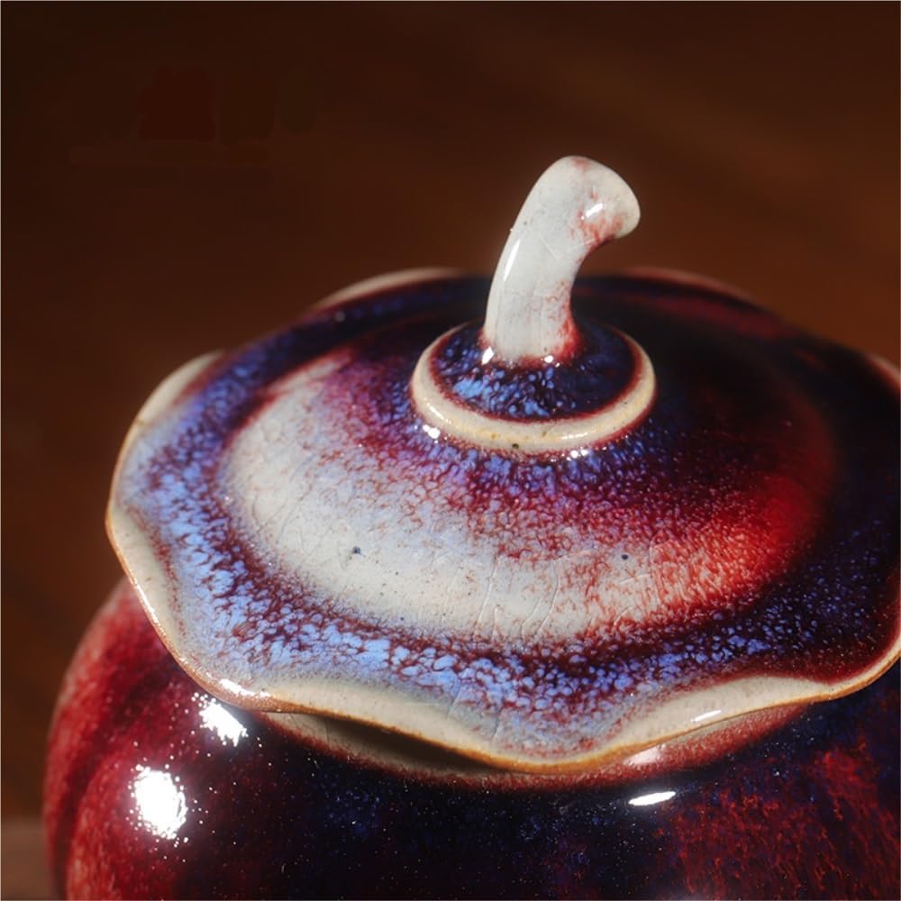LYGSWDB Teekanister, kreativer handgemachter Großtee-Aufbewahrungsbehälter, Keramik, kleines versiegeltes Glas, Retro-chinesische Handwerkskunst, Ornamente, Teedose