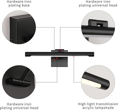 Miniatura 4 de Joosenhouse - Lámparas de pared negras modernas de 16.54 pulgadas de largo con tubo de iluminación giratorio, marco de fotos para pinturas de 9 W