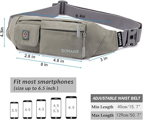Miniatura 2 de ZOMAKE Small Crossbody Fanny Pack for Women Men, Runner Belt Bag with Adjustable Strap, Water Resistant Waist Bag for Running