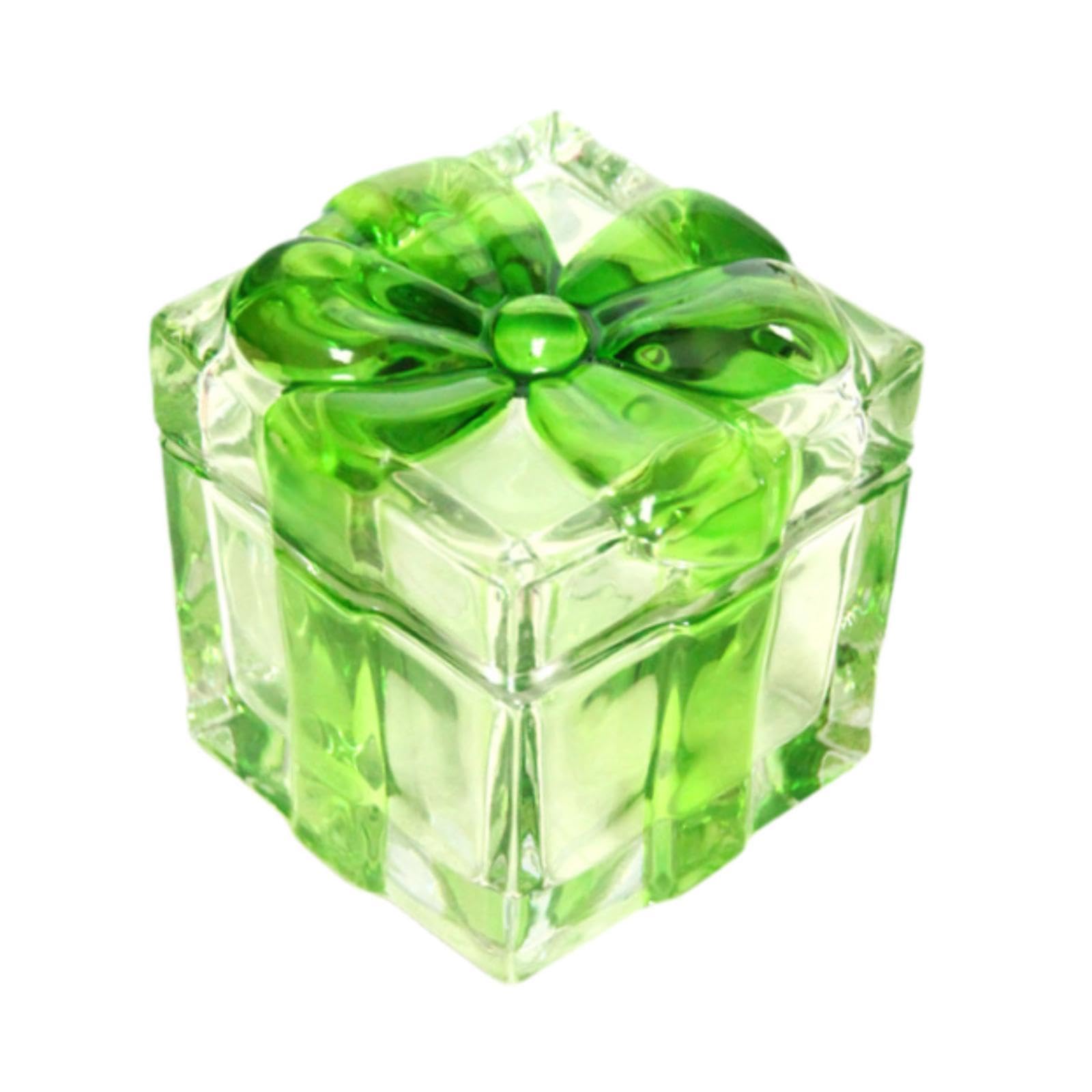 YWJLQH Candy Jar Sugar Bowl Glass Sugar Jar Square Container Candy Dish with Bowknot Lid for Food Cookies Seasoning Wedding Party, Green Small