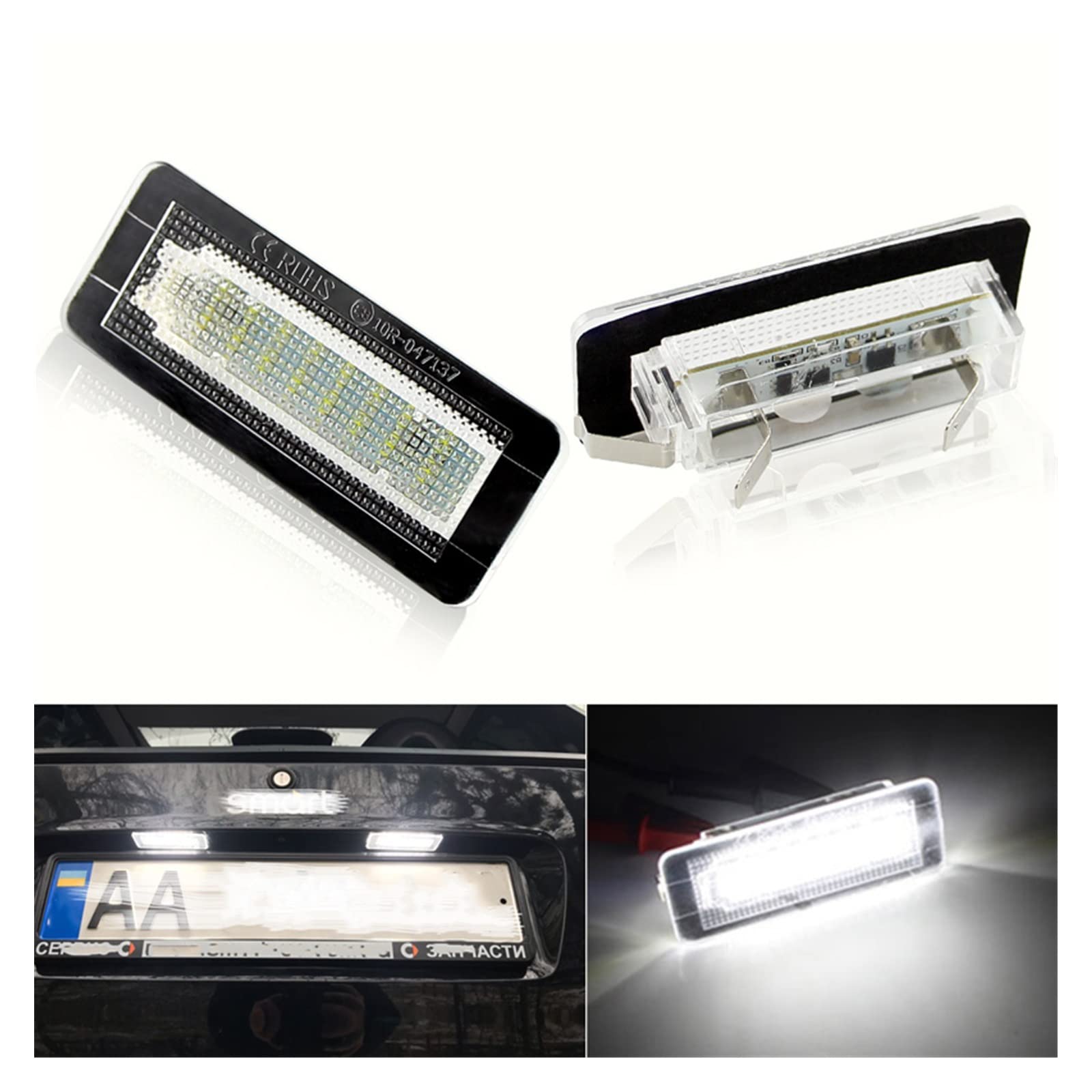 A2468201566 Remplacement Kit 2 éclairages LED Plaque Immatriculation Mercedes Classe B - Blanc 7000K - Compatible W242 W246 éclairage Arrière Blanc