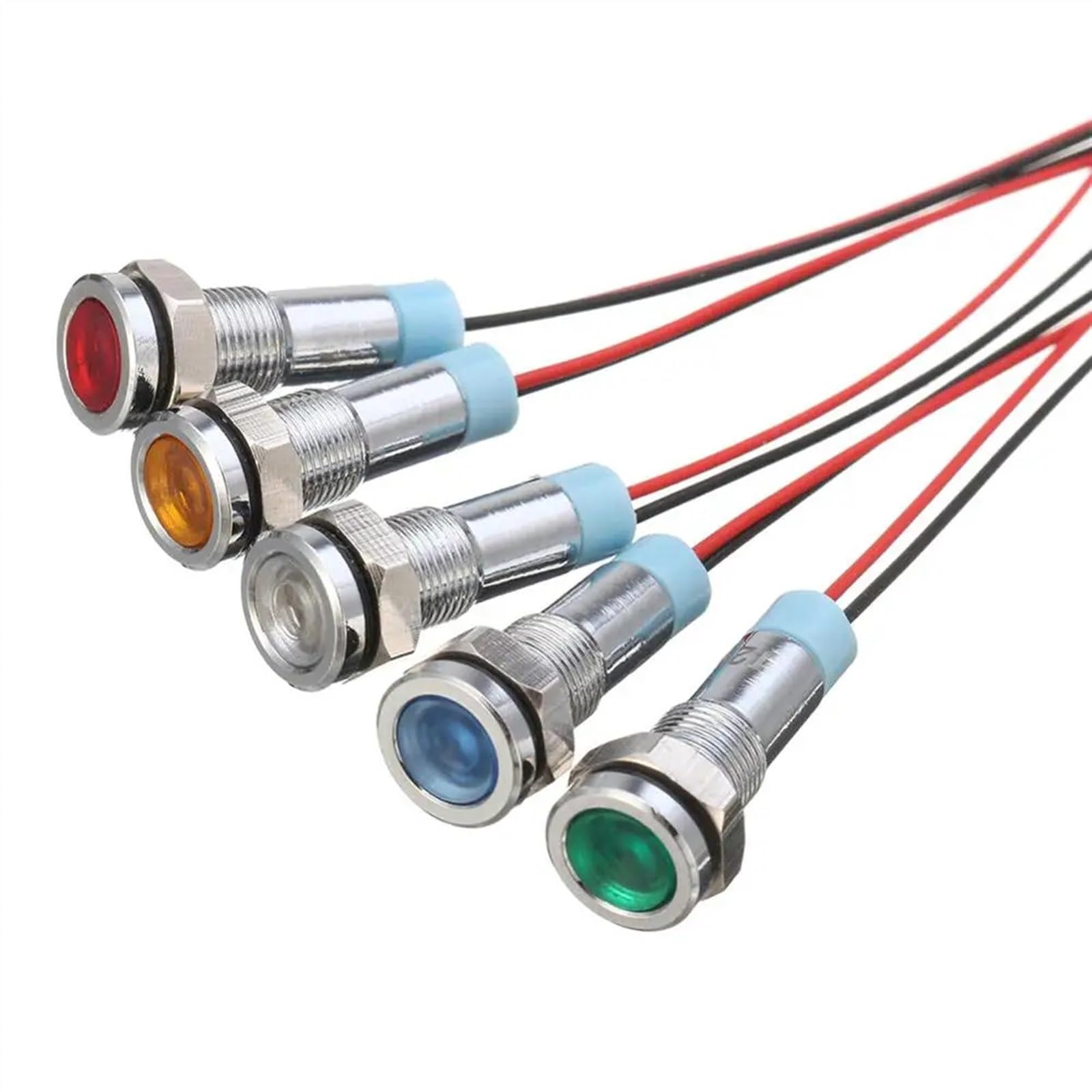 Lampe Témoin LED étanche 12V 6mm - Indicateur Pour Tableau De Bord Voiture, Moto, Bateau, Métal