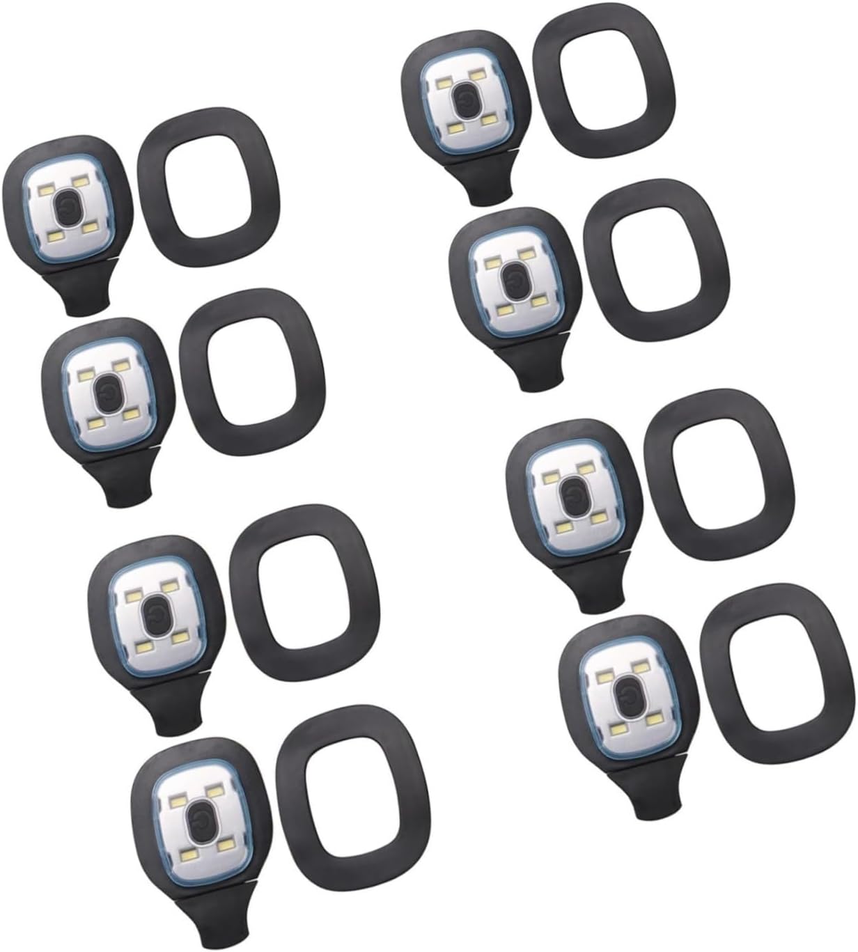 USB Rechargeable LED Beanie Hat with Replaceable Lights, 8 Pack Black
