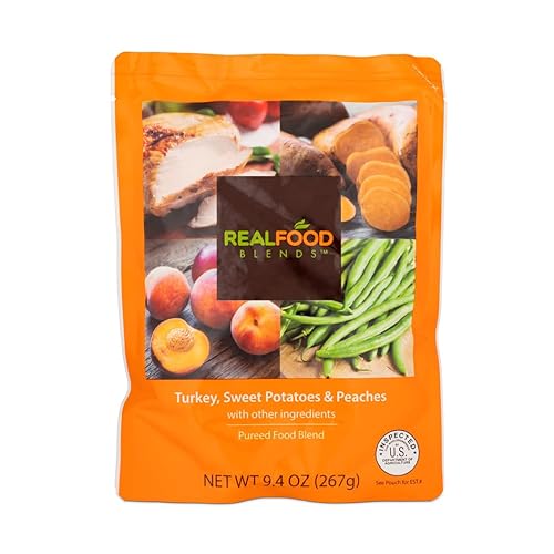 Miniatura 3 de Pavo, batatas y melocotones - Comidas para personas alimentadas por tubo - Bolsa de 9.4 onzas (paquete de 12)