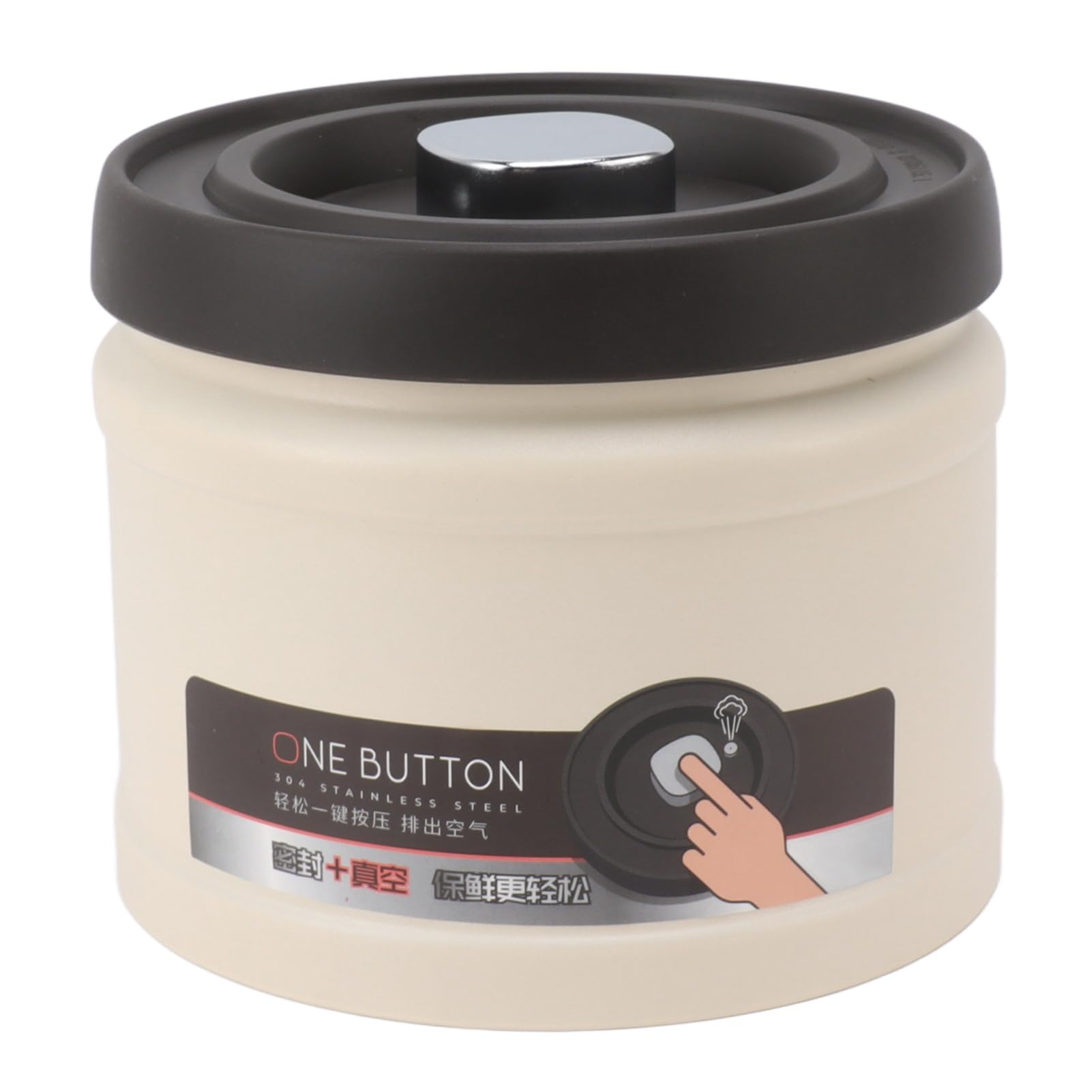 banapoy Airtight Coffee Canister, Stainless Steel Airtight Food Storage Containers Press Type Vacuum Sealed Coffee Bean Storage Containers with Lid for Food Ground Coffee Nuts (1600ML)