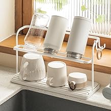CRIMOCA Wide Jug Bottle Stand, Water Bottle Stand, Cup Stand, Bottle Drainer Rack, Approx. W 12.2 x H 7.7 inches (31 x 12 x 19.5 cm), Slim, Dish Drying Tray, Side of the Sink, Glass, Baby Bottle,