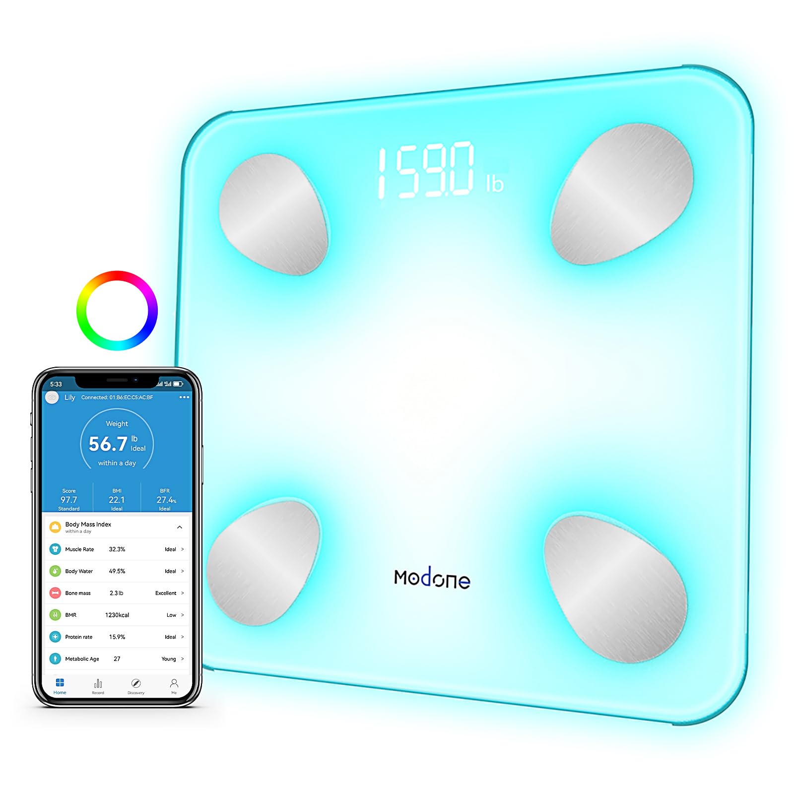 Scale for Body Weight Digital Weight Scale with Color-Changing Most Accurate to 0 2lb Bluetooth Bathroom Scale with