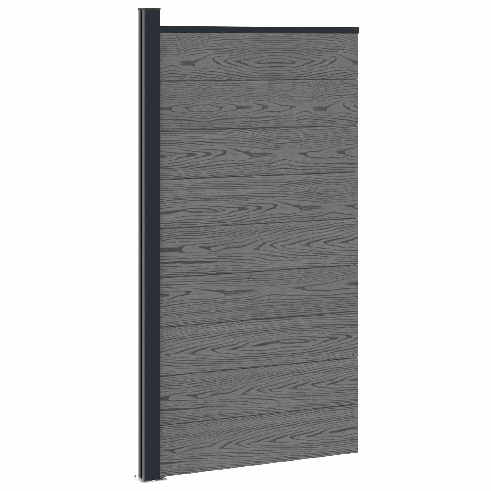 Zaunelement WPC und Aluminium Grau wetterbeständig 95 x 186 cm Gartenzaun Sichtschutz Paneel Kunststoff Holz Metall für Terrasse Balkon Grundstück mit stabiler Konstruktion und einfacher
