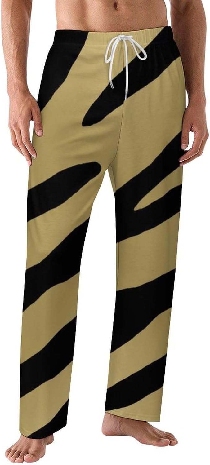 Giraffe Pattern Gold Glitter Mens Pajama Pants Bottoms Sleep Lounge Sleepwear Trousers with Pockets