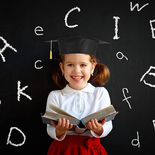 Miniatura 5 de Gorras de graduación de tamaño infantil, sombreros de graduación de jardín de infantes de fieltro negro para graduación preescolar