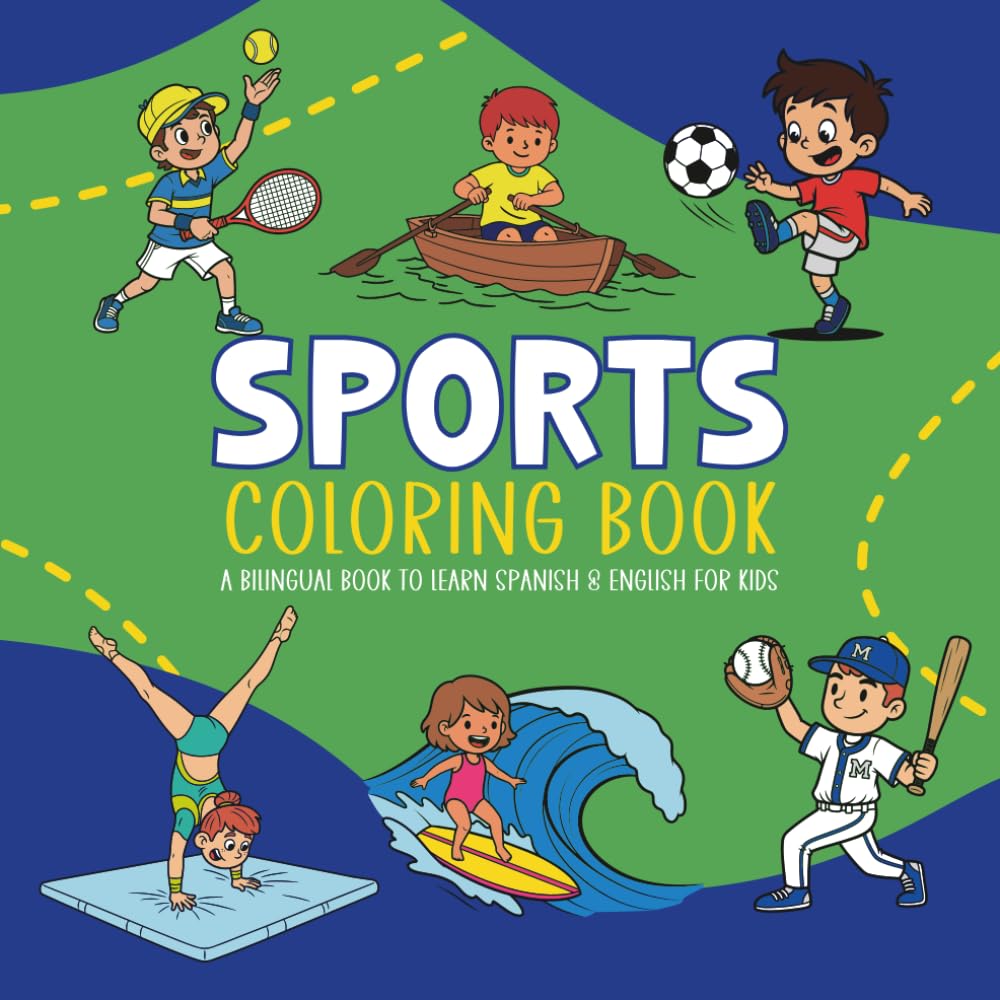 Coloring Book Sports: Educational bilingual book to learn other language