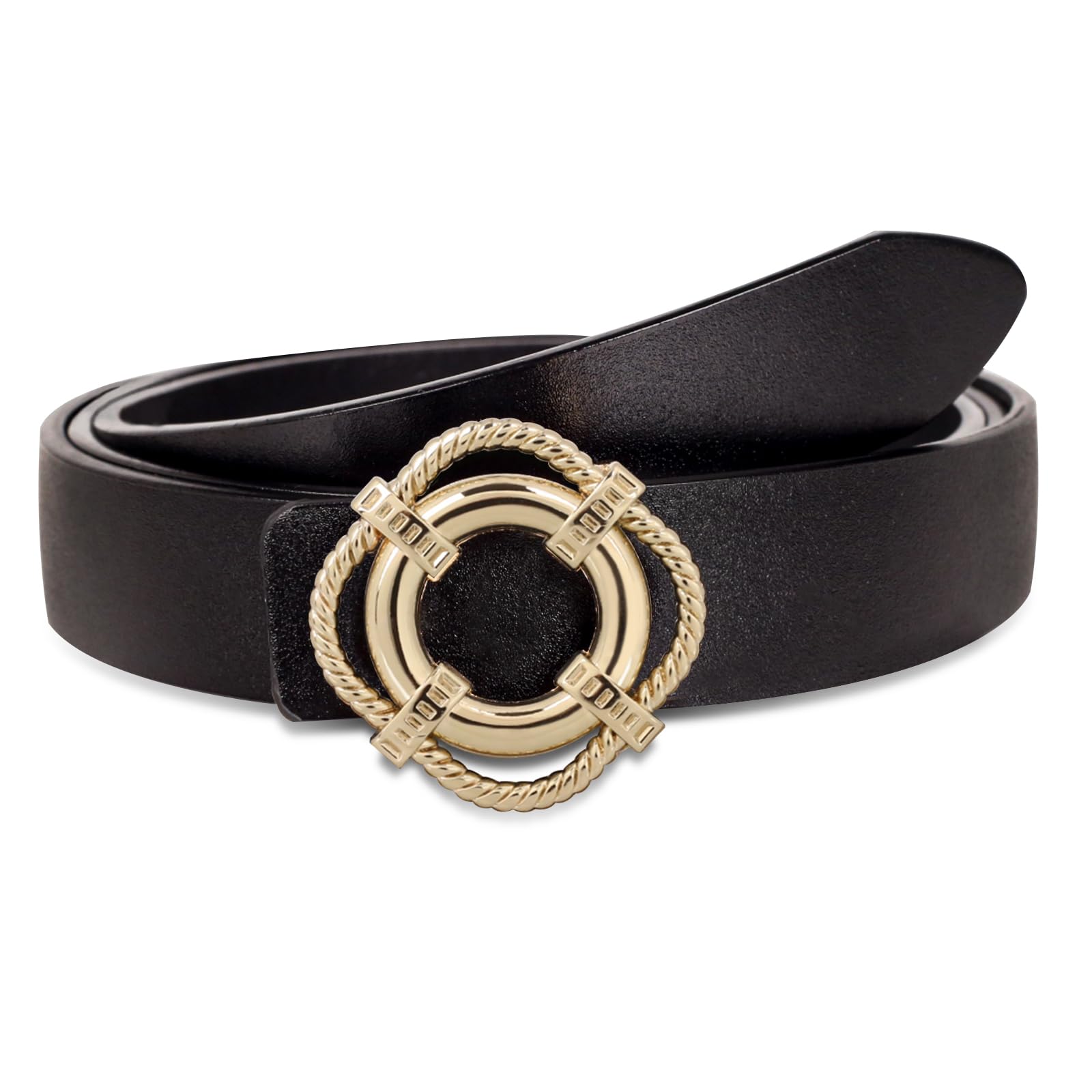 Women's Leather Belt with Buckle - Ideal for Dresses, Jeans, and Coats