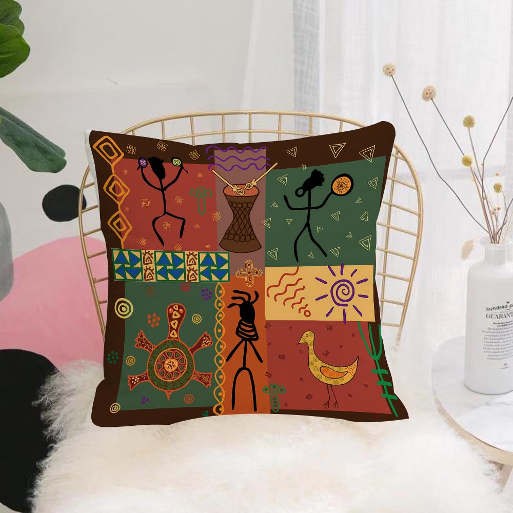 Hyosxw Pattern In African Style Dance Depicting The - A3 Cushion Cover,Throw Pillow Case Home Decorative For Living Room Bedroom Sofa Chair 18X18 Inch,Pattern In African Style Dance Depicting The Tribe,Pillowcase 45X45cm