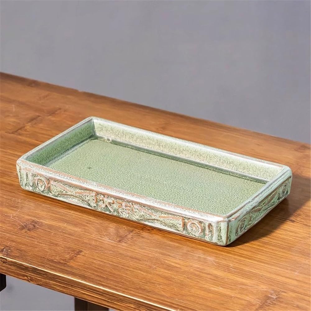 Versatile Vassoi sottovaso in Ceramica con piattino da Giardino for Piante rettangolari(Piccolo)