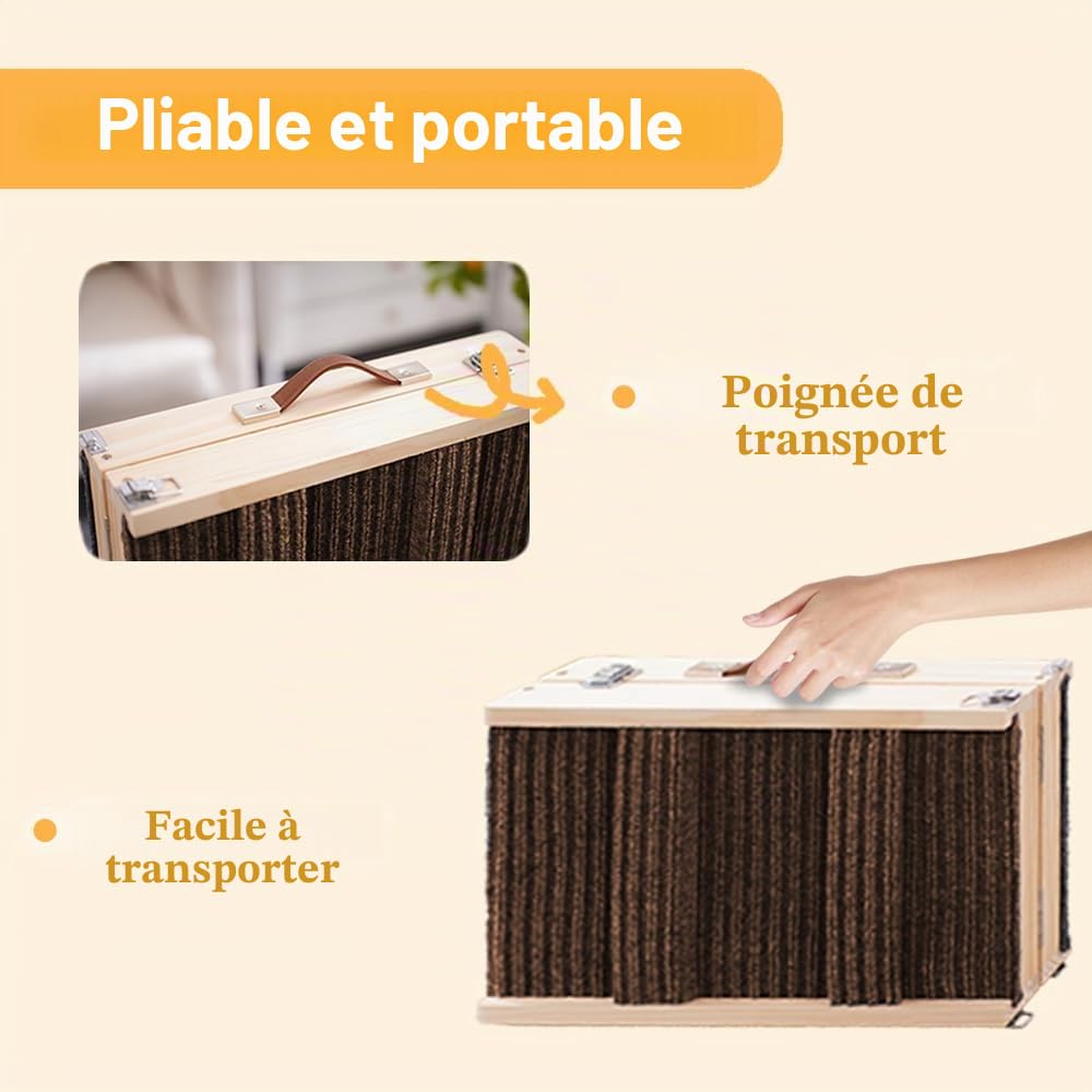Rampe d'escalade pour chien réglable pliable 81,3 cm bois tapis antidérapant pour petits chiens