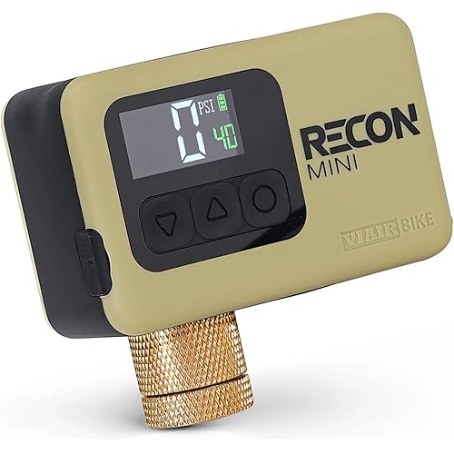 VIAIR Recon Mini - Premium Portable Air Compressor For Cyclists - Digital Tire Pressure Gauge with 120 PSI - For Road, Gravel & Mountain Bike Tires - Brushless Motor, Lithium Batteries & Presta Head