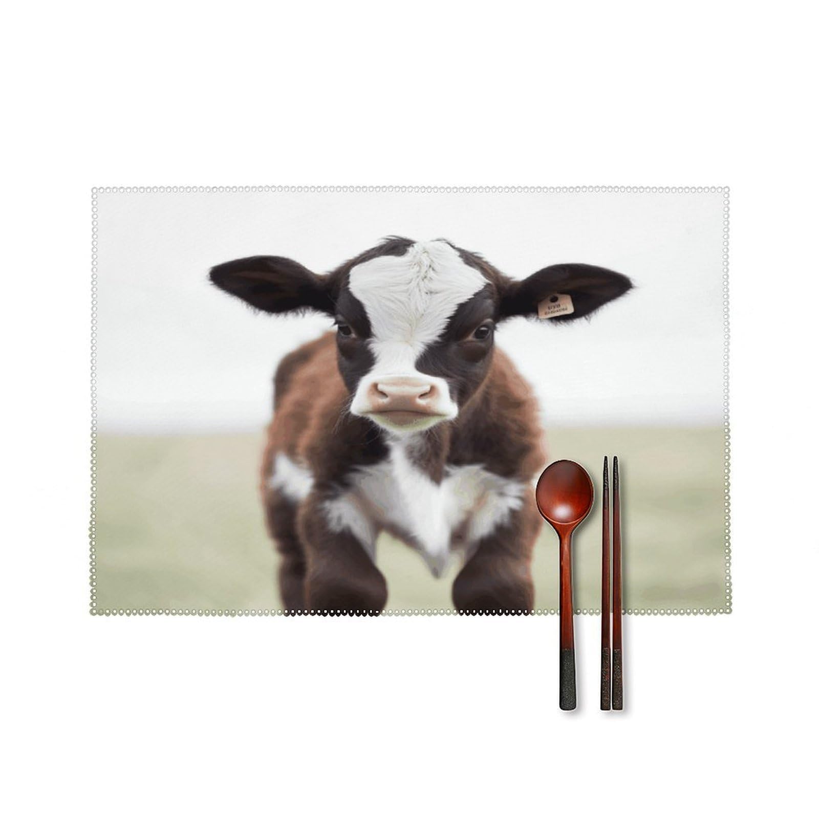 Cow Placemats Set of 4 Heat Resistant Non-Slip Place Mats Reusable Dining Table Mats Canvas Place Mat Anti-Fading Waterproof Placemats for Dining Table Decor