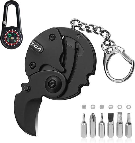 Mini herramienta multifuncional plegable para exteriores 7 en 1 - Pequeña herramienta EDC con juego de destornilladores - colgante de bolsillo