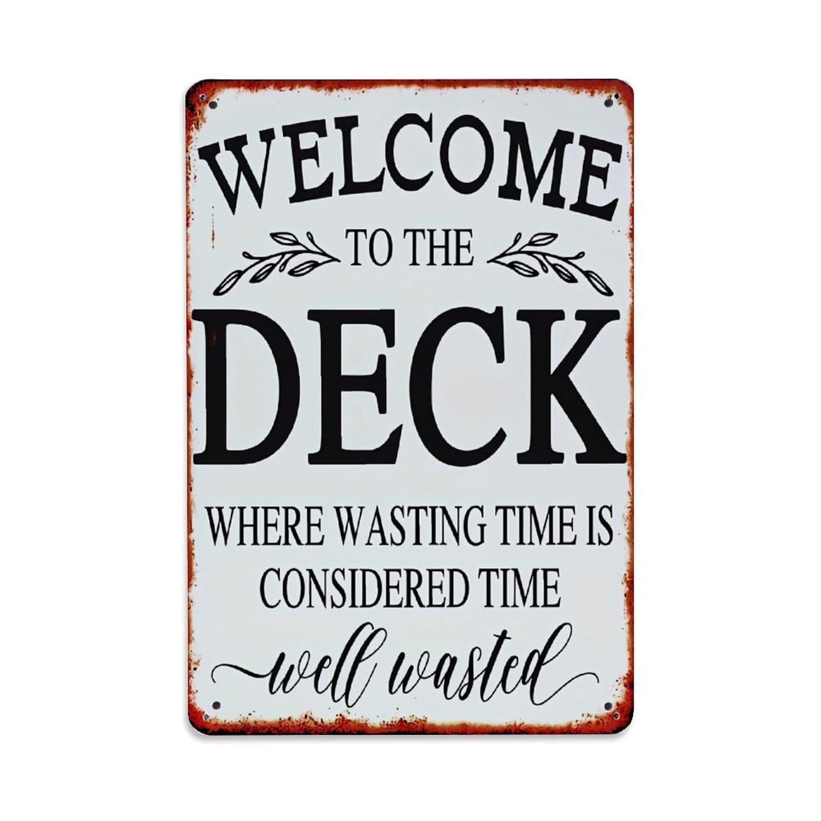 Jdyaojiesheng Vintage Welcome To The Deck Sign Tin Sign Retro Metal Wall Decor Metal Poster, Home Bar Garage Farmhouse Cafe Wall Art Decoration 8X12inches