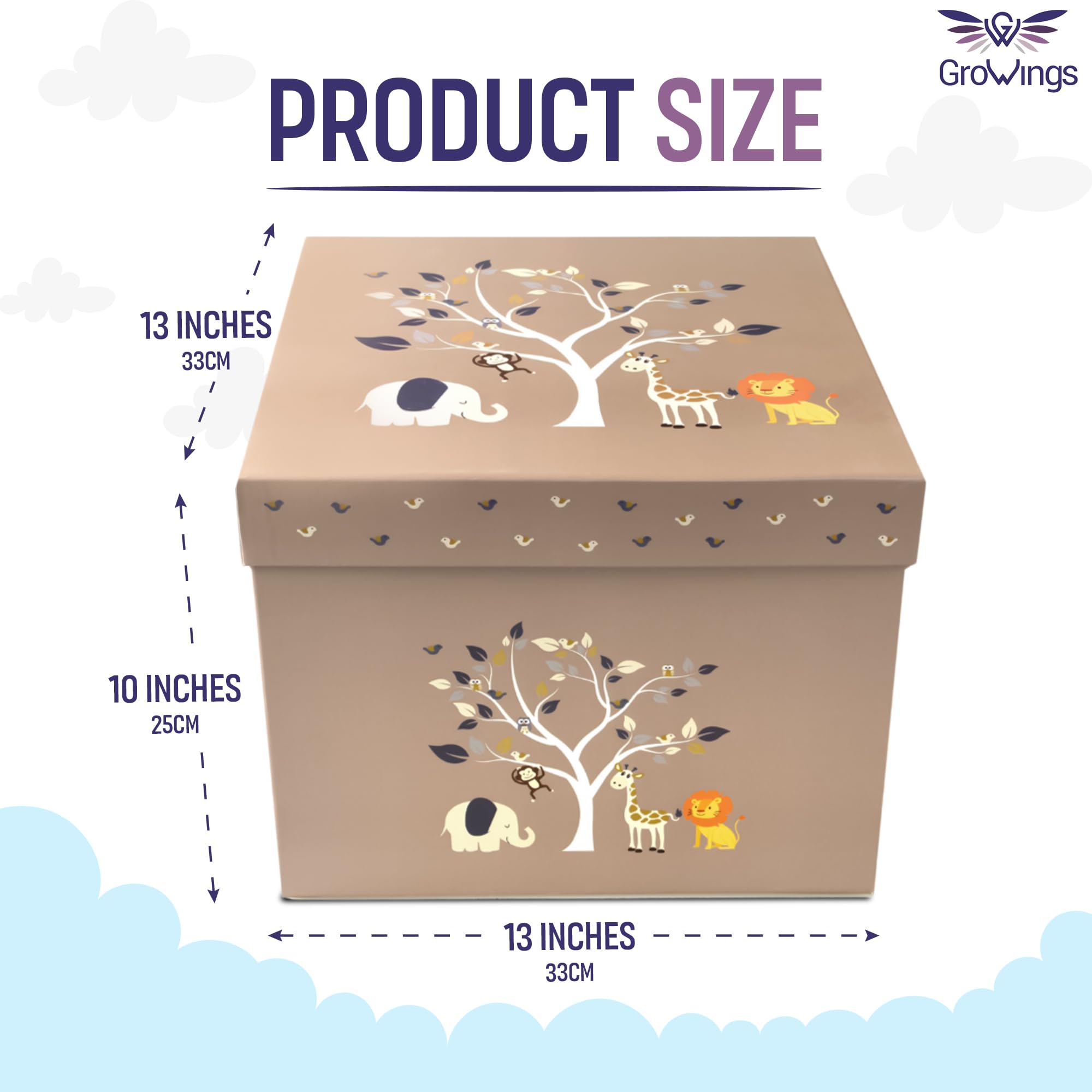 GroWings Baby Memory Keepsake Box Large, Durable & Collapsible Mocha Gift Box for Newborn Boys & Girls - Image 2