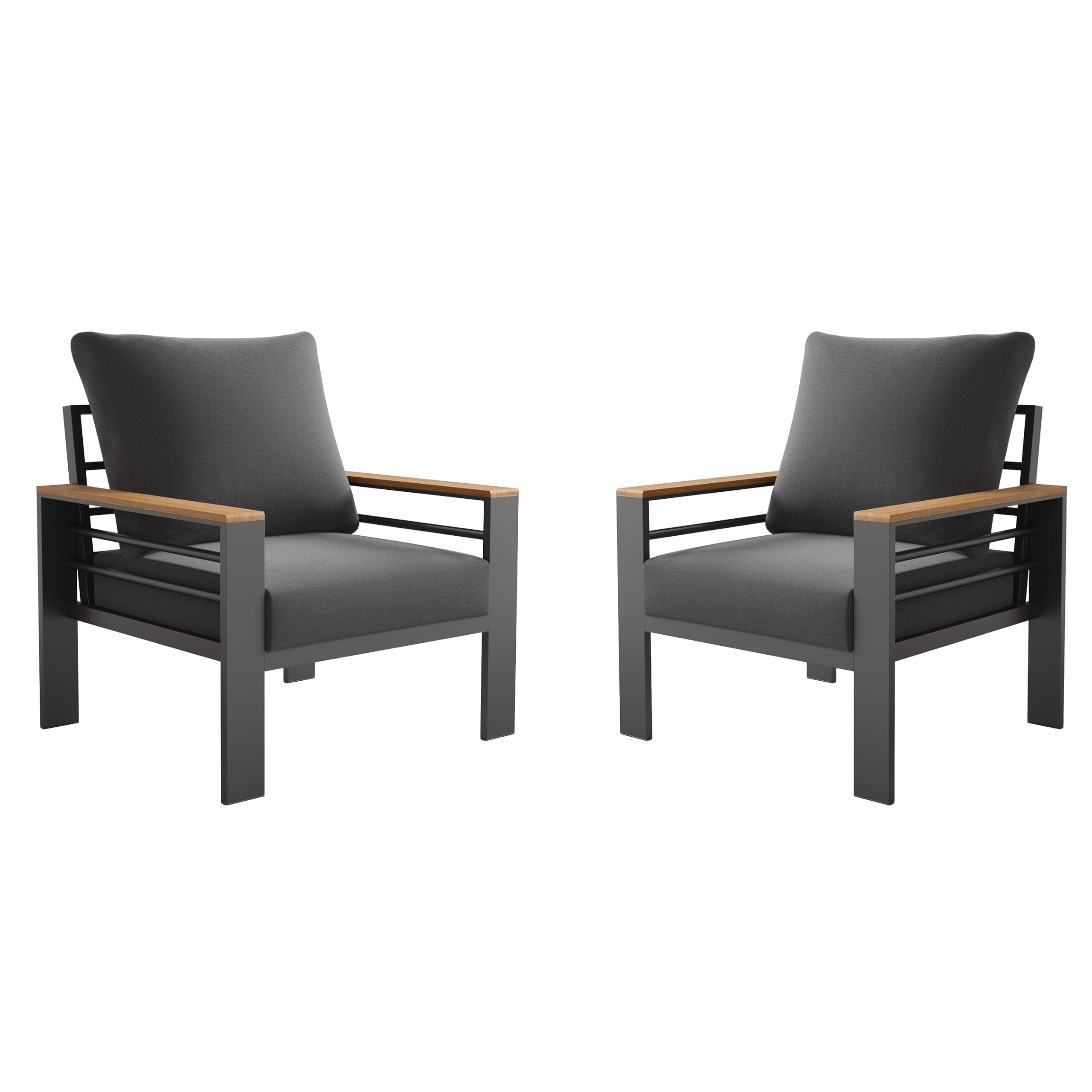 Aoxun Aluminum Patio Furniture Armchair, Dark Grey
