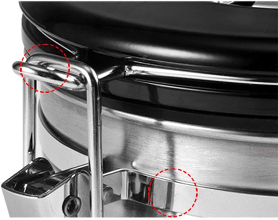 joyMerit Stainless Steel Airtight Canister with Co2 Vent Valve＆ Date Tracker Wheel and Locking Clamp for Kitchen, Coffee Ground Vault Jar, Silver, 27-ounce