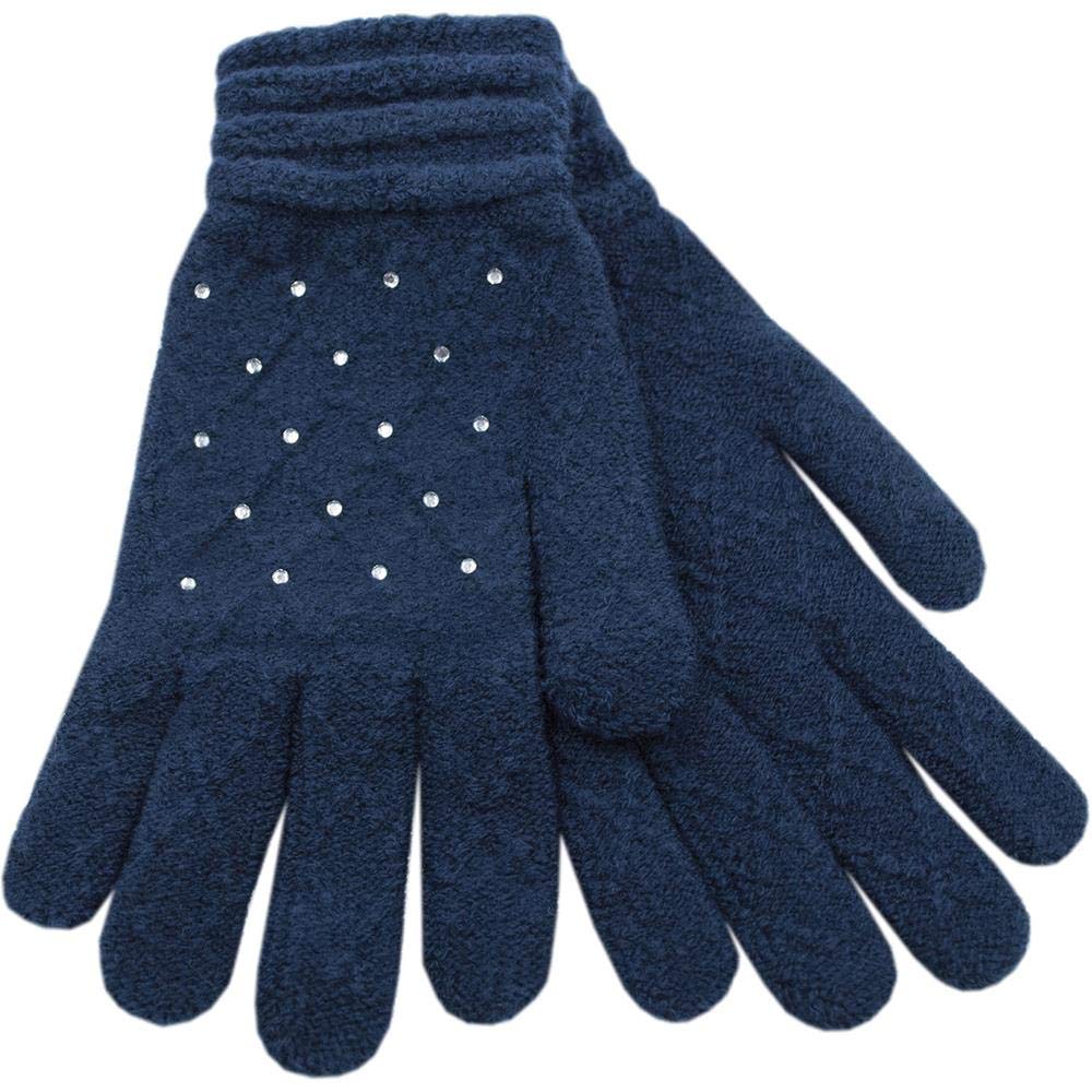 Undercover Ladies Foxbury Soft Jacquard Gloves with Diamante Sparkles GL536 Navy