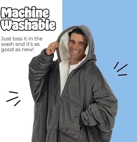 Miniatura 156 de THE COMFY Original - Manta de forro polar de microfibra con forro sherpa, diseño de gran tamaño con capucha y bolsillo de Shark Tank Aqua