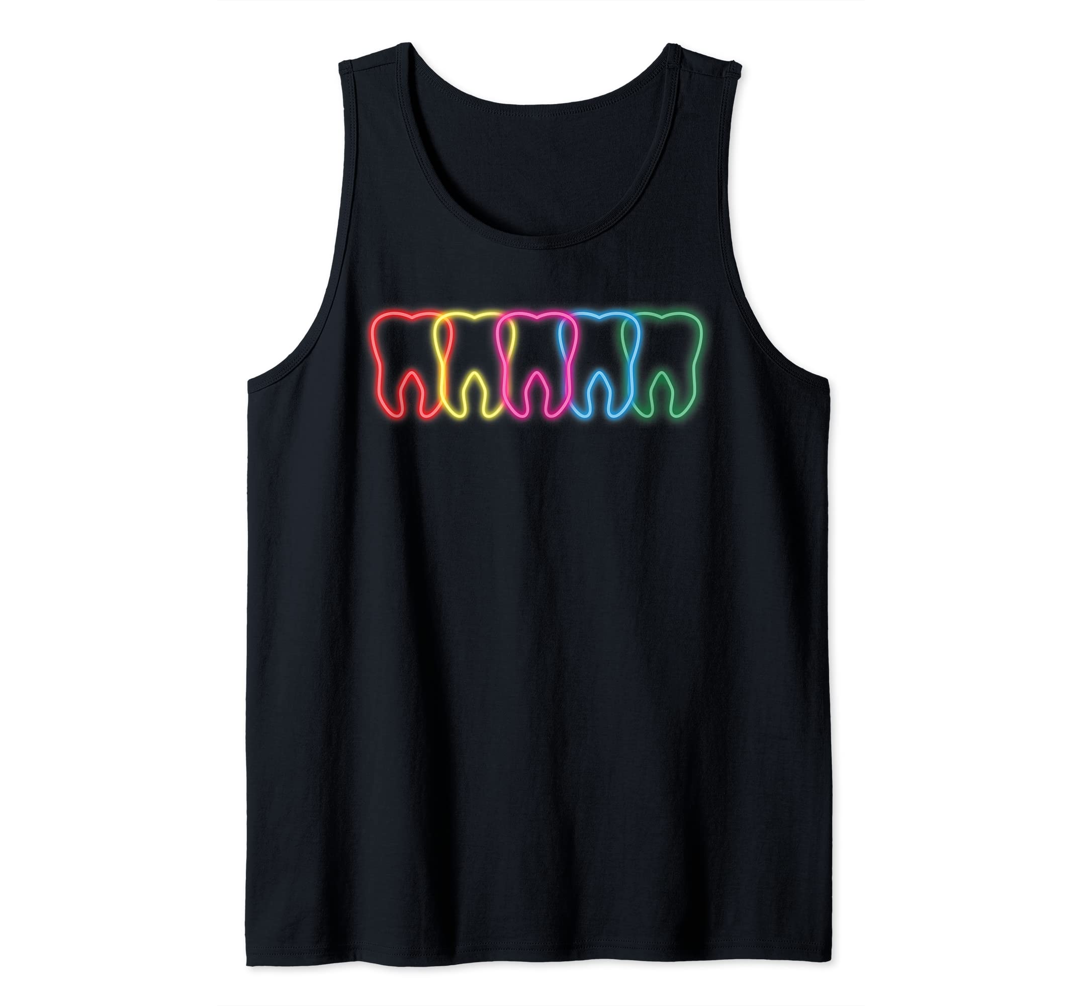Retro Teeth Dentist Dental Hygienist Assistant Clothes Tooth Tank Top, Black