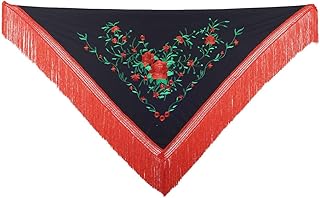 Foulard cintura chale manton de manila Flamenco di danza nero rosso verde Large