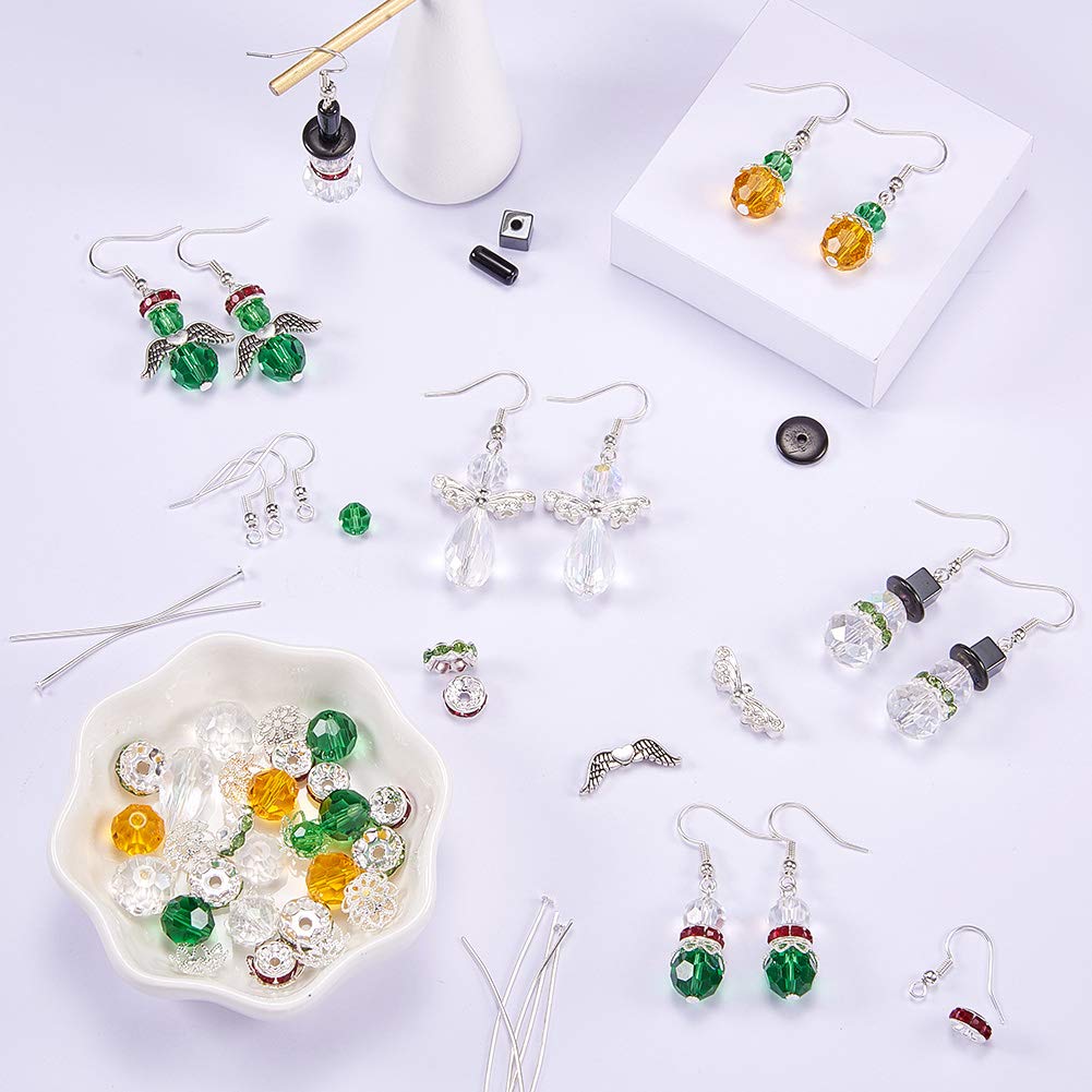 Kit Fai Da Te Orecchini A Fiocco Di Neve SUNNYCLUE | 10 Paia Di Ciondoli Con Strass | Perline Di Vetro E Accessori | Ideale Per Natale E Regali Creativi - copertina