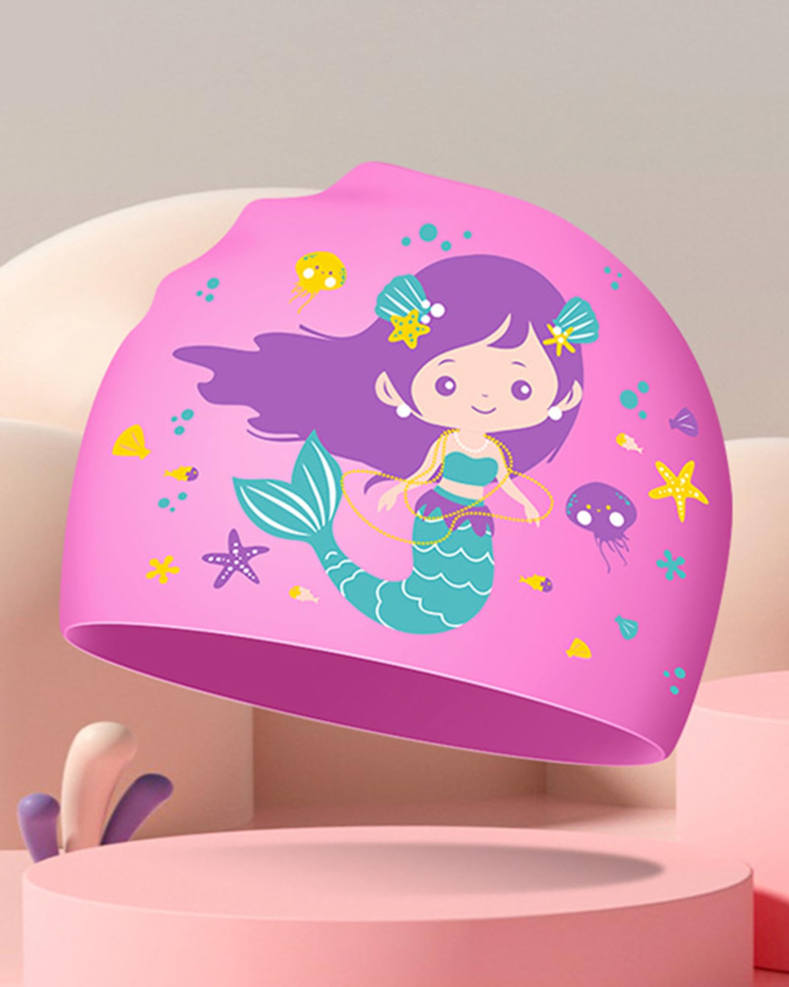 Gorro de Piscina para Niños 4-12 años, Gorro Natación Silicona Niños, Impermeable y Antideslizante