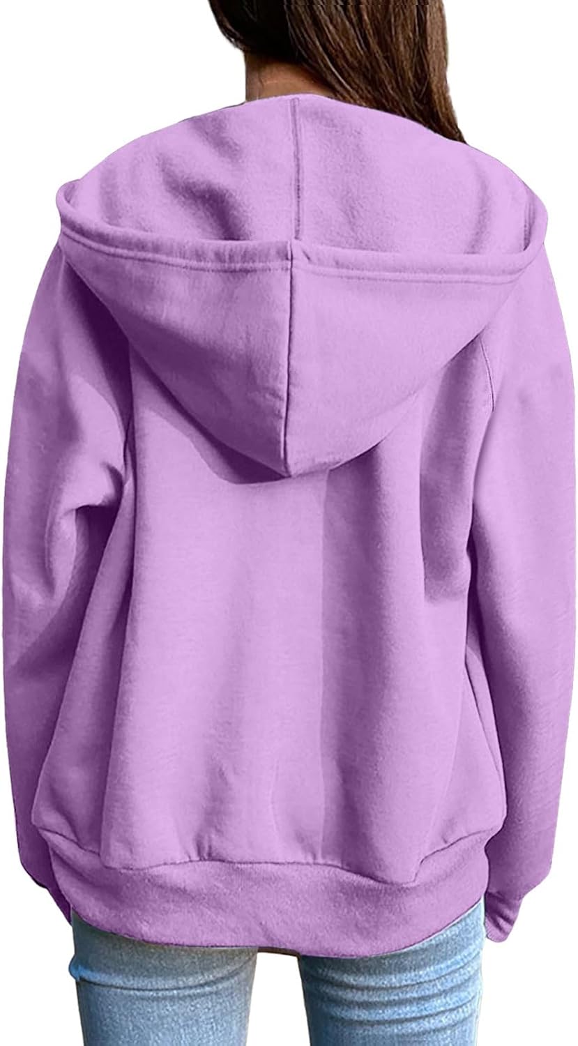 2025 Women's Zip Up Hoodies,Long Sleeve Oversized Sweatshirts with Pockets,Fall Lightweight Outfits,Y2K Hooded Tops - Image 6
