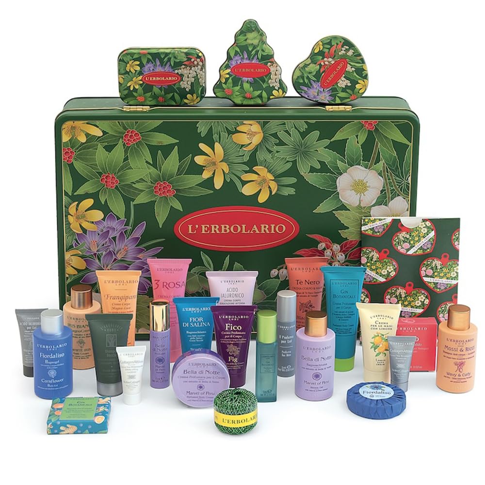 Erbolario - Calendario Dell' Avvento Natale 2025 - Set Regalo con 24 Segreti di Bellezza in Edizione Limitata + in OMAGGIO 2 Minitaglie Solari 100 ml + Beaty Pochette Erbolario