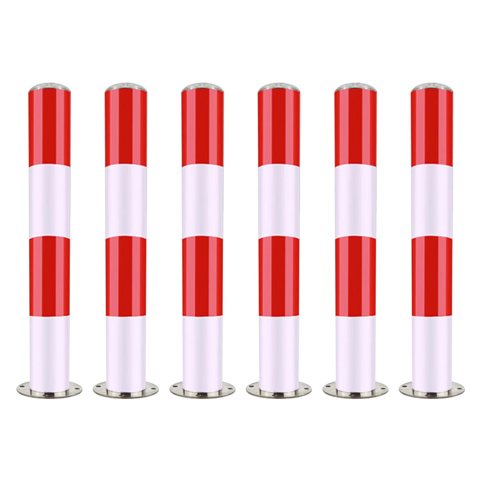 GTHTUHFD Set Of 4 Heavy Duty Black Safety Bollards - Driveway Parking Lot Ber Poles For Traffic Control & Road Safety - 75Cm X 7.6Cm,Red (6pcs)-75 * 7.6cm
