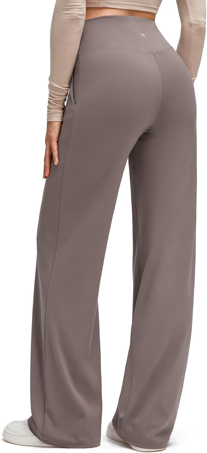 G4Free BareFeel High Stretch Wide Leg Yoga Pants for Women Side Pleated V Waist Casual Trousers with Pockets - Image 2