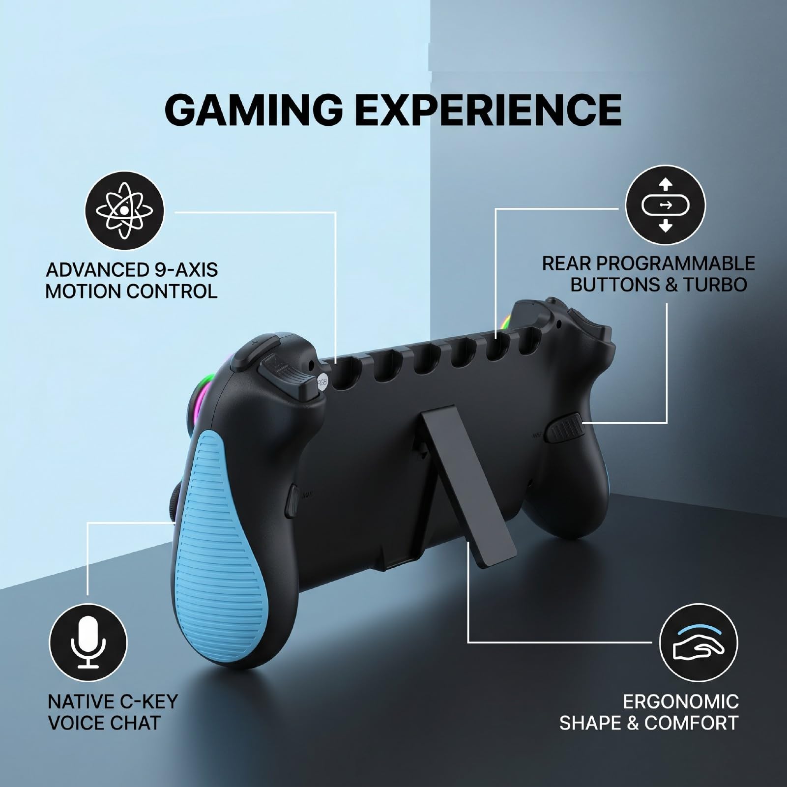 Jiawu Controller Portatile per Console di Gioco con Controllo Avanzato del Movimento e Illuminazione RGB per 2 Perfetto per gli Appassionati di Giochi