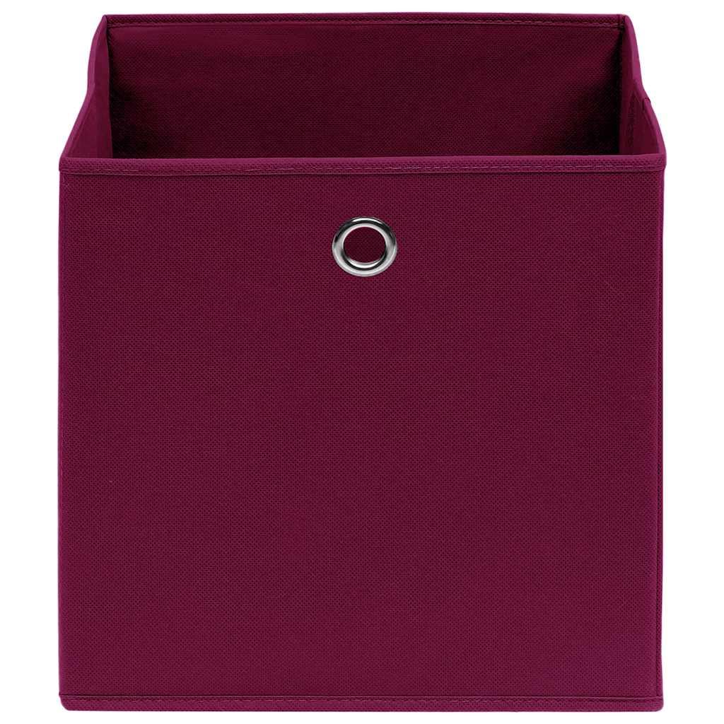 Boxen mit Deckeln, 4 Stück, dunkelrot, 32 x 32 x 32 cm, Vliesstoff
