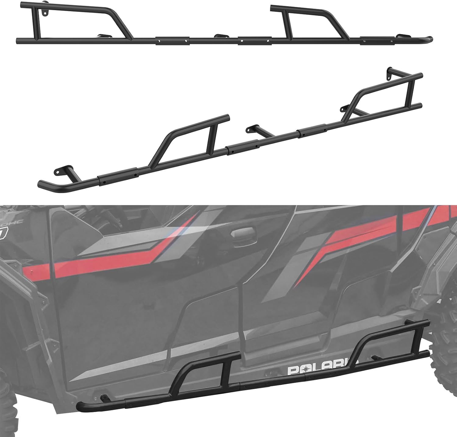 Nerf Bars Rock Sliders for Polaris General, Heavy-Duty Steel Tree Kickers Combined Brush Guard Side Steps for Polaris General 4 1000 /XP 4 1000 2017-2025 Accessories, Replace #2881992