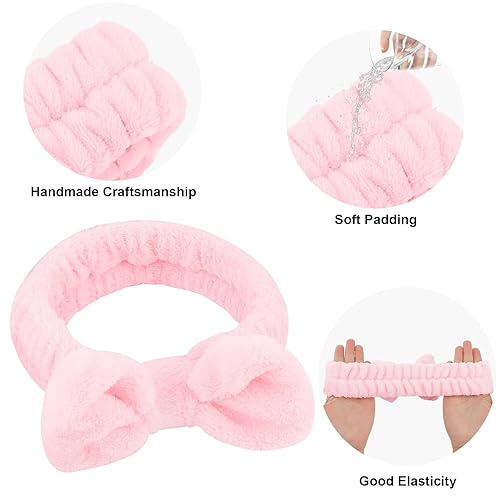 Miniatura 7 de Casoty Juego de 12 diademas de spa con máscaras de felpa para dormir, suministros de fiesta de pijamas para niñas, diadema de maquillaje, diademas