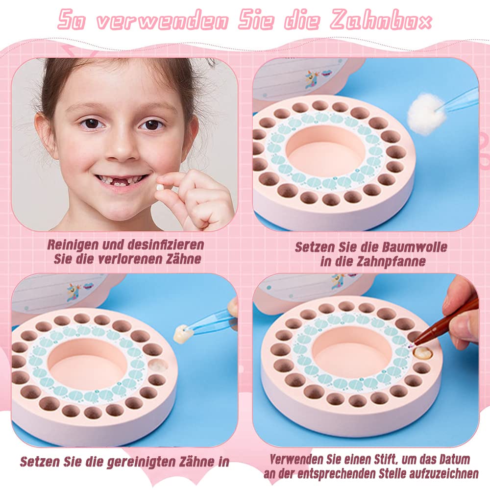 Scatola Denti Da Latte In Legno Anyingkai - Con Pinzetta E Bottiglia Lanugo, Ricordo Bambini