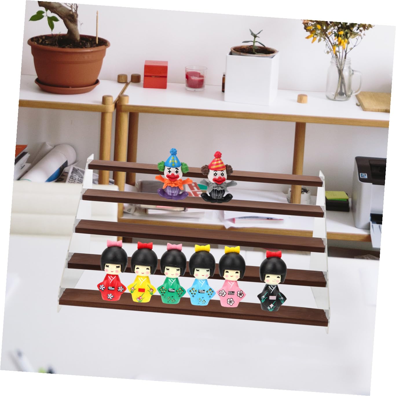 Zerodeko Stöckiger Präsentationsständer aus Acryl und Holz Organizer für Figuren und Modelle Aufbewahrungsregal für Sammlerstücke und Spielzeug Tischaufsteller für Kunsthandwerk und Schmuck