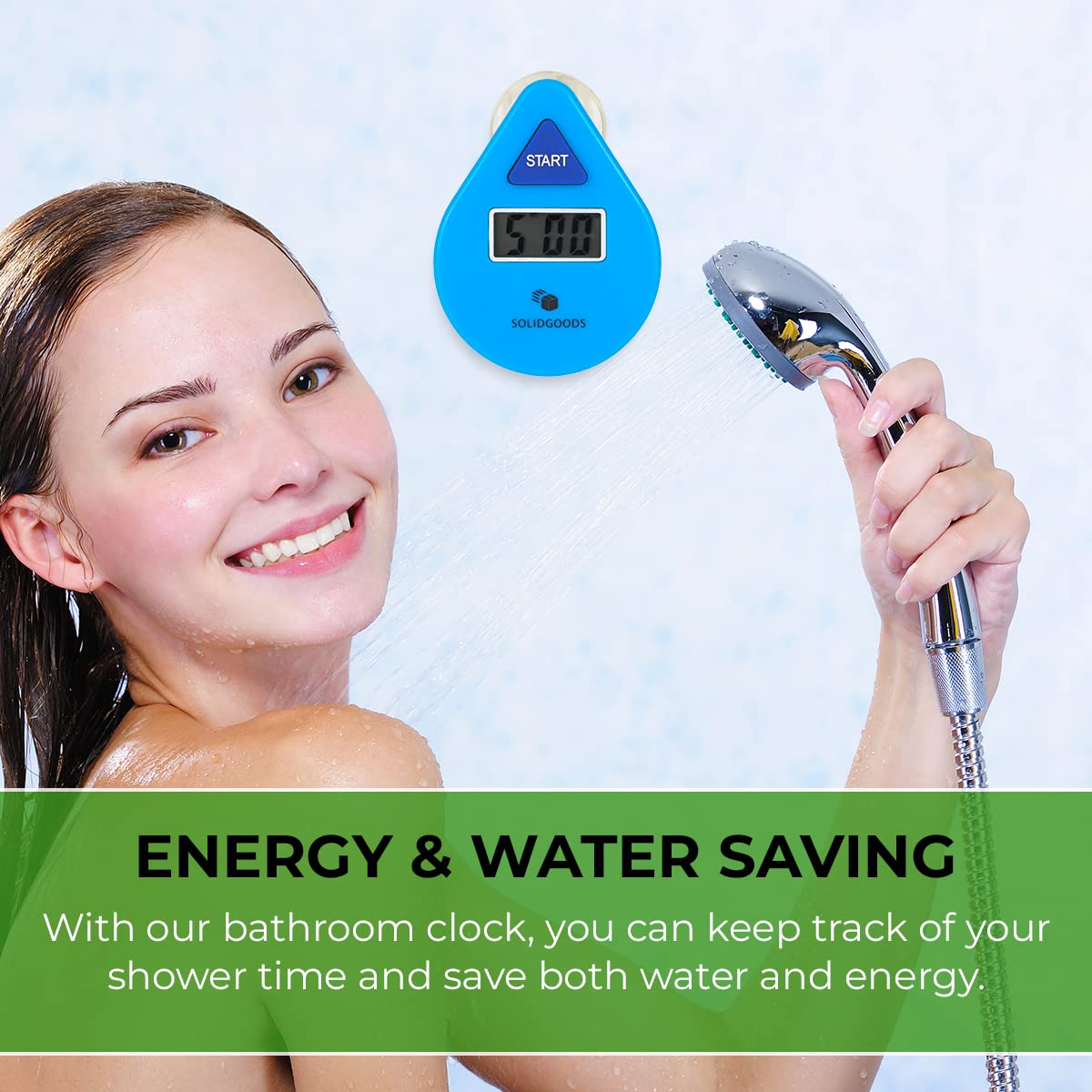 SolidGoods Horloge Murale Digitale Salle De Bain Étanche - Minuteur Douche 5 Minutes Minuteur 5 Minutes Douche