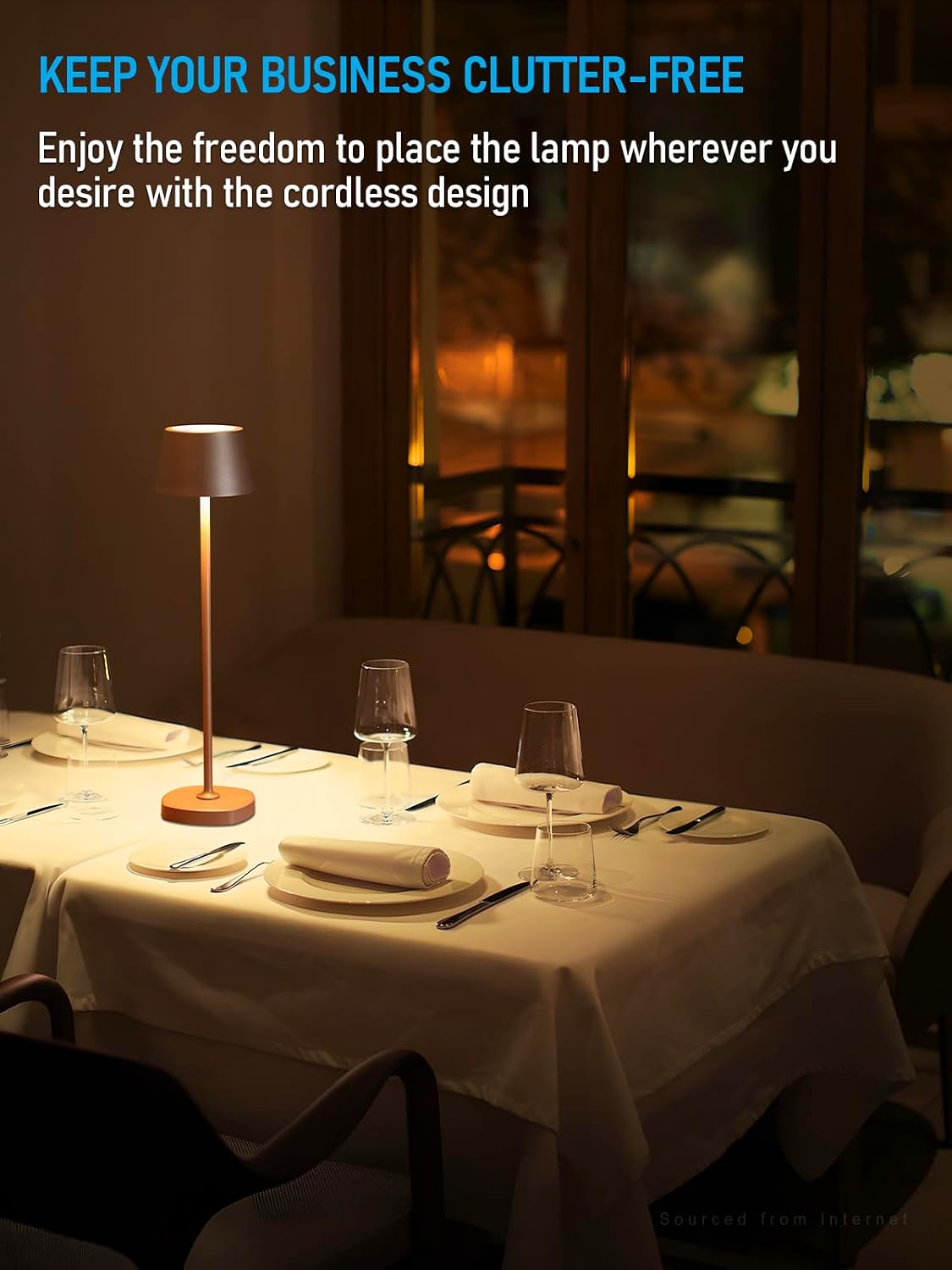 TORCHSTAR LED Rechargeable Cordless Table Lamp with Charging Base, Dimmable Cordless Outdoor Table Lamps for Restaurant Hotels, 4000mAh Battery Operated Portable Desk Lamp, 2700K, Brown, Pack of 2