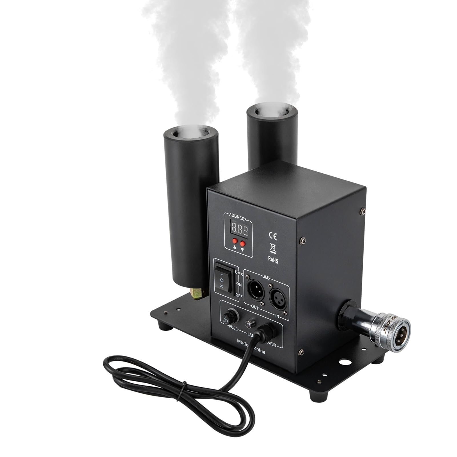 Doppelrohr CO2 Jet Machine Nebelmaschine,Gassäulen-CO2-Nebelmaschine mit 6m Schlauch, 5–6 m Strahlhöhe, DMX 512-Steuerung,Verstellbarer Winkel für Clubs, Konzerte, DJ-Events und Partys
