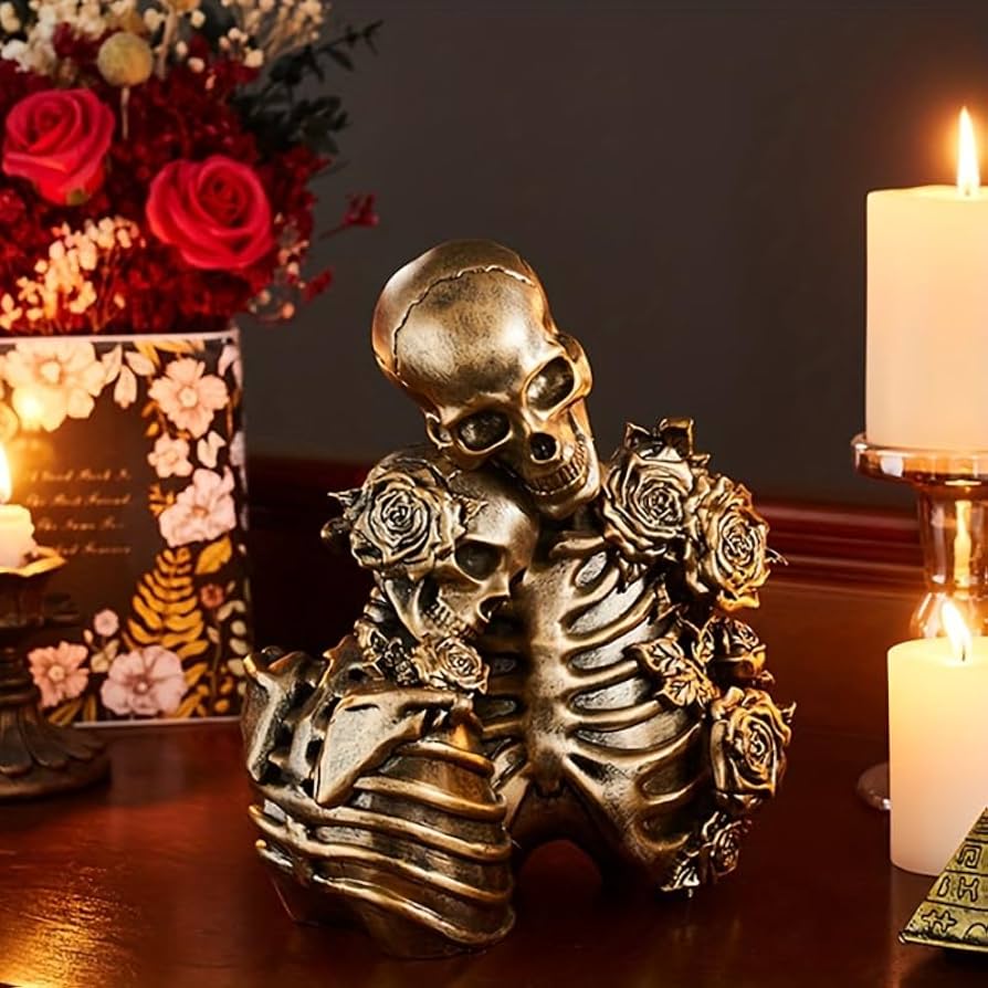 Amazon.co.jp: 【Russel】ローズスカルカップルオブジェ 置物 骸骨