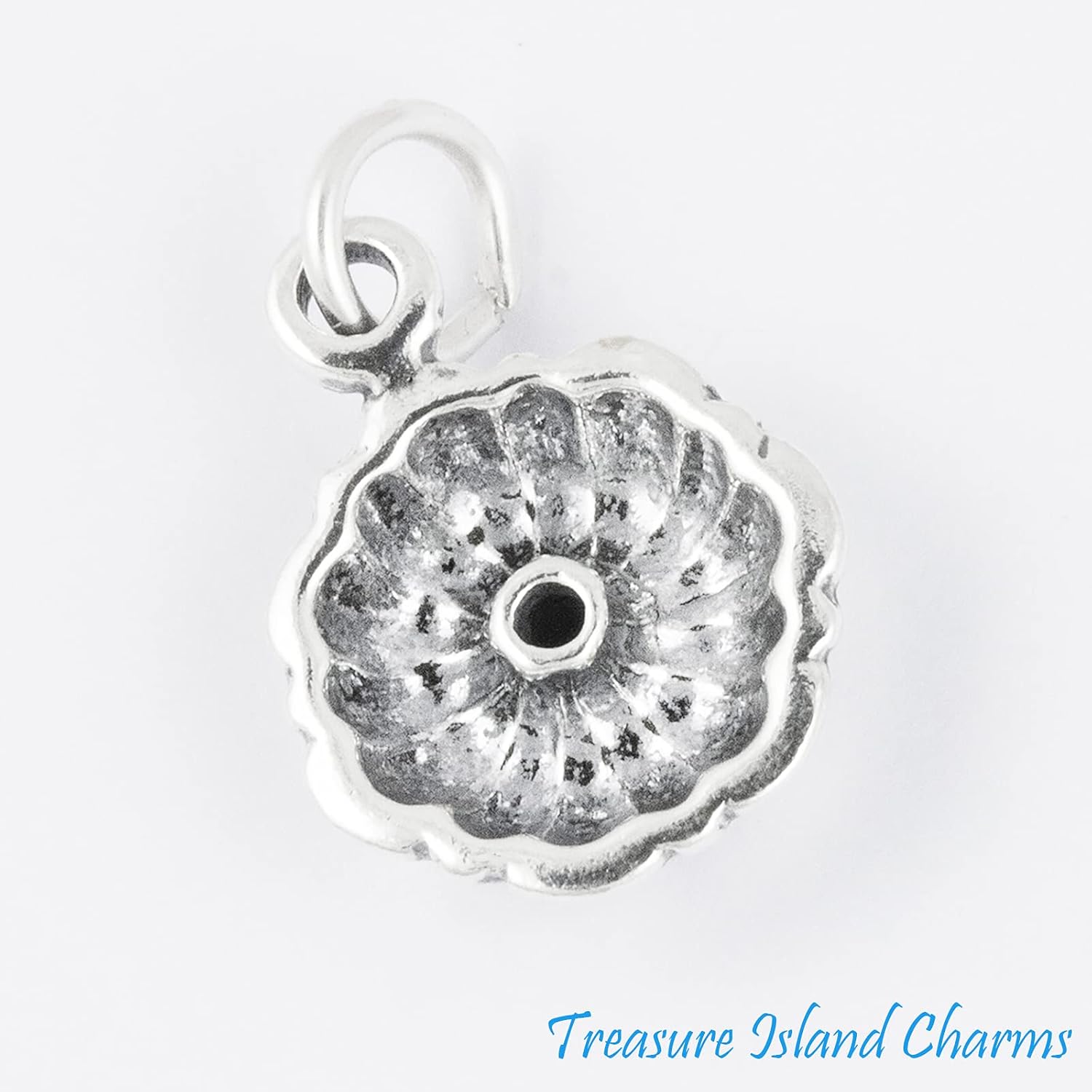 Bundt Cake Pan Mold 3D 925 Solid Sterling Silver Charm Pendant Bracelet Jewelry Making Supply