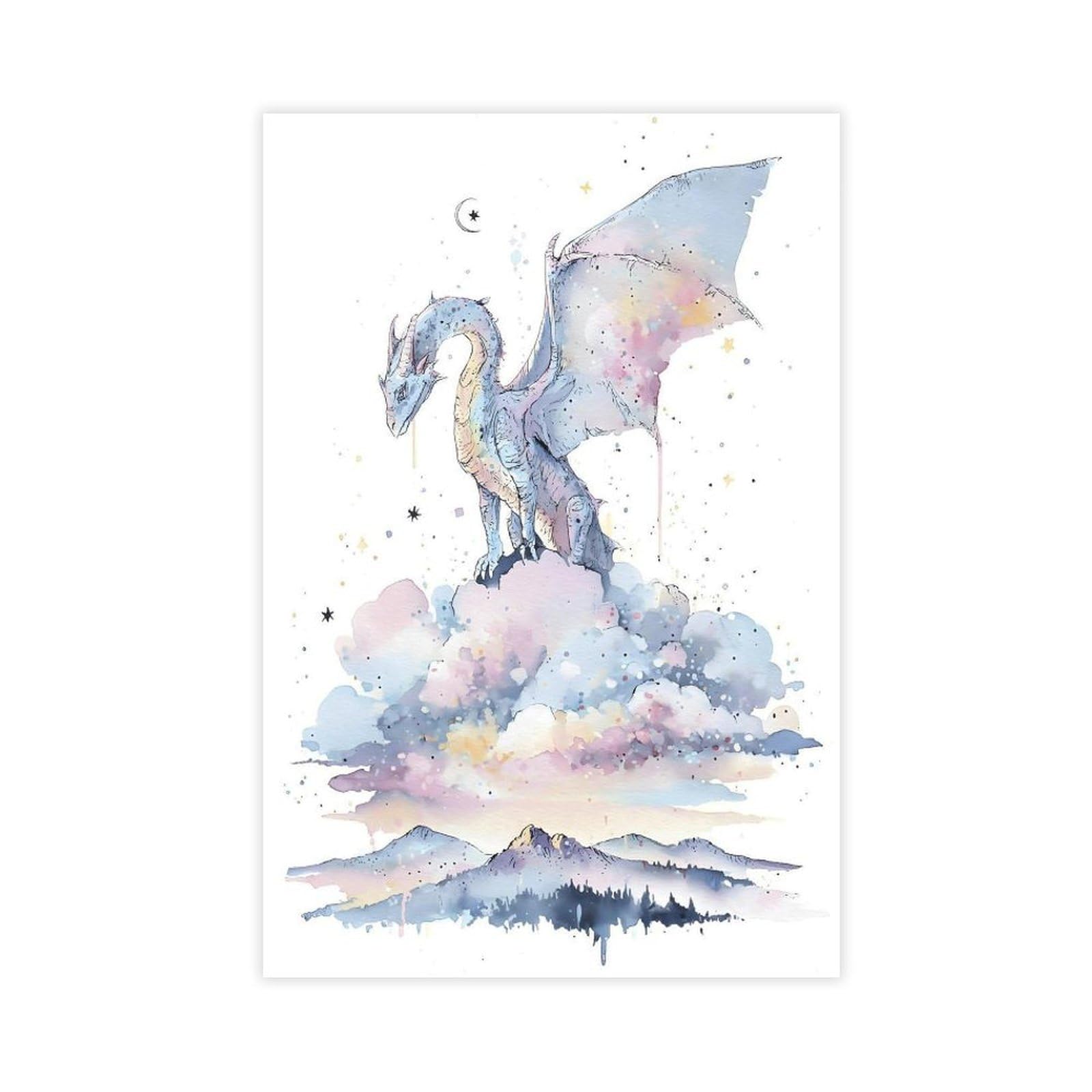 MRYCQ Pastel Dragon Poster Canvas Poster for Office Decor Gift