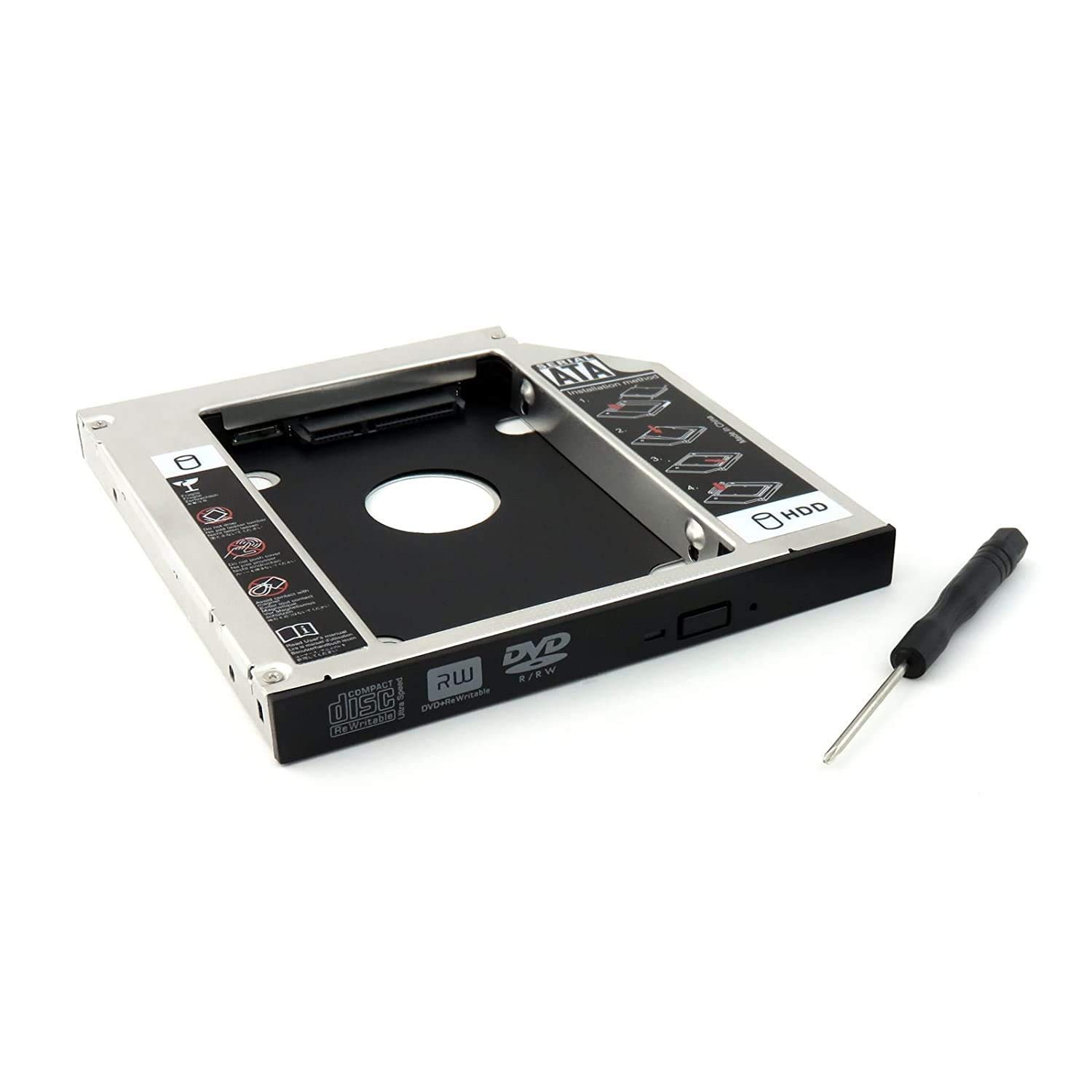 SAMZHE SATA Hard Drive Tray,Universal 12.7mm SATA to SATA 2nd SSD HDD Hard Drive Caddy Adapter Tray Enclosures for DELL HP Lenovo ThinkPad ACER Gateway ASUS Sony Samsung MSI Laptop (Model: MST-1322-3) (B08WLKJK75) Amazon Price History, Amazon Price Tracker