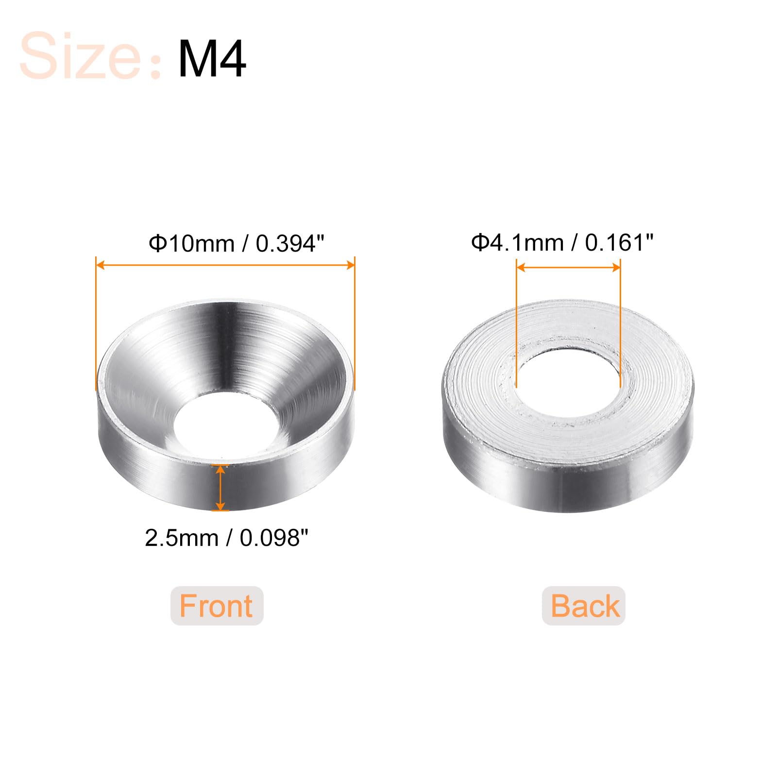 HARFINGTON M4 Countersunk Washers - Silver -2